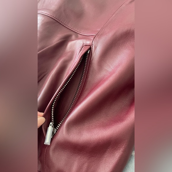 New Genuine Leather Tommy Bahama Burgundy Woman Jacket Full Zip - Picture 8 of 16